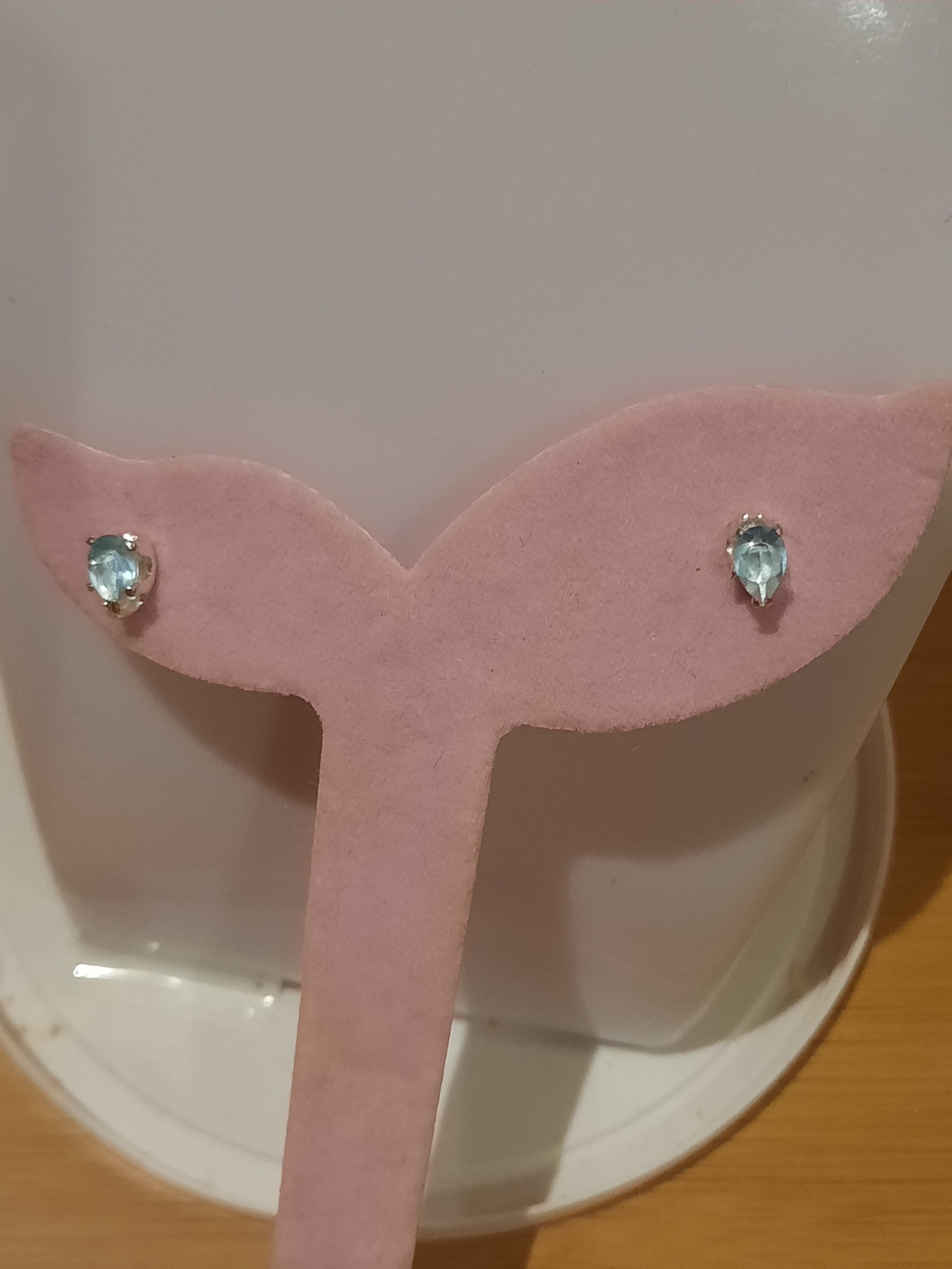 Solid Sterling Silver Teardrop Blue Topaz Stud Earrings